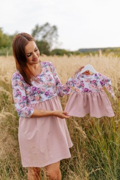 "Bohemia" dress - MOM and DAUGHTER - Pink peonies