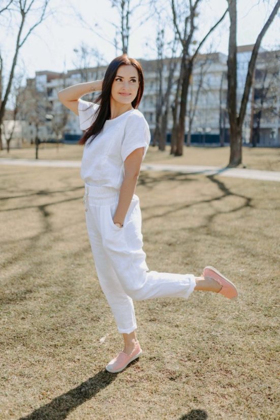 Linen nursing blouse - white