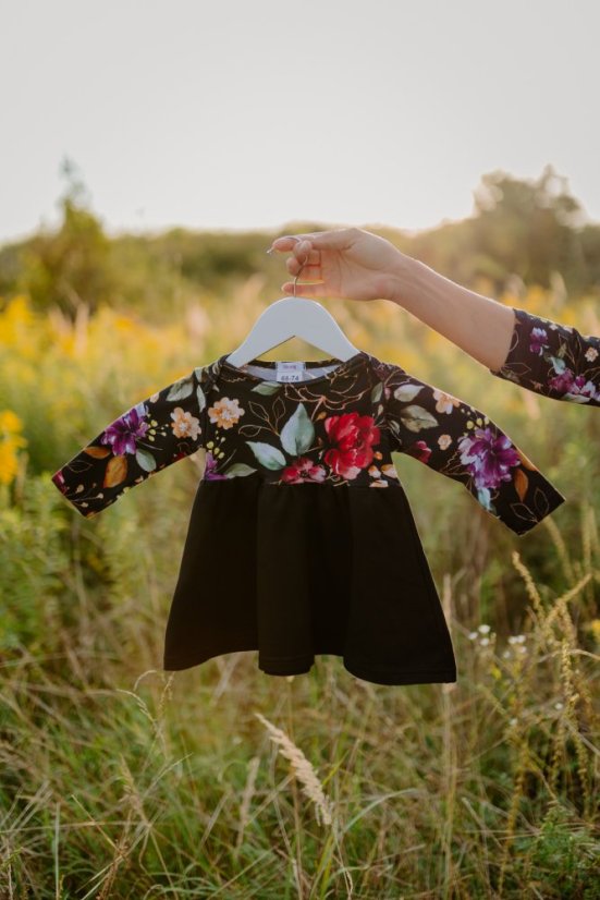 MATCHY sweatshirt dress - gold flowers on black