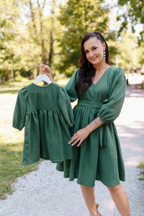 "Boho Breeze" dress MUM AND DAUGHTER - emerald - Size: M/L
