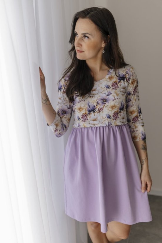 "Bohemia" dress - MOM and DAUGHTER - LILA flowers - Size: M