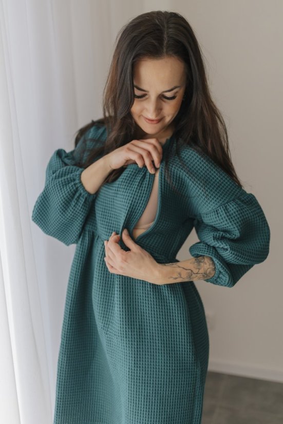 Cotton dress "Maison Waffle" - kerosene - Size: XL/2XL