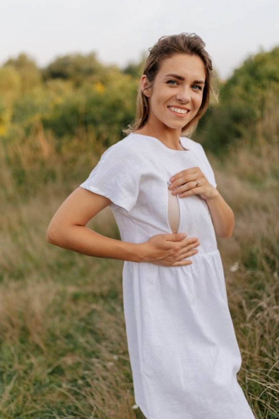 Lněné krátké šaty - MÁMA A DCERA – různé barvy - Velikost: 3XL/4XL