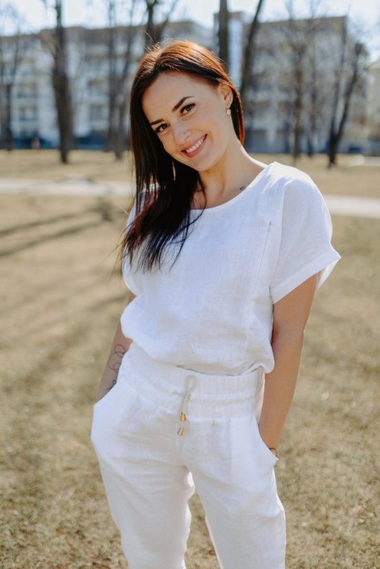 Linen nursing blouse - white