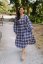"Boho Flanel" dress MUM AND DAUGHTER - blue-pink cubes - Size: 3XL/4XL