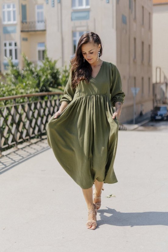 "Boho Breeze" dress - army green - Size: M/L