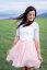 Formal dress "Grace" - white pink - Size: XL