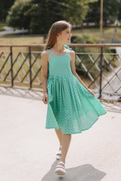 Girls' Madeira dress "Aurela romantic" - turquoise