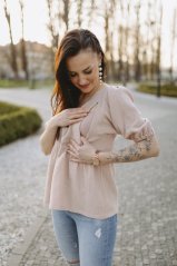 Mušelínová halenka s výstřihem - béžová