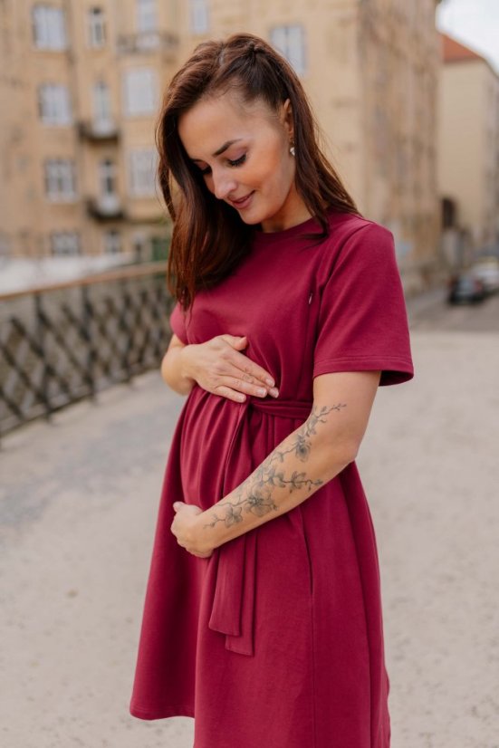 Teplákové šaty "Luna" – Bordová - Velikost: XL/2XL