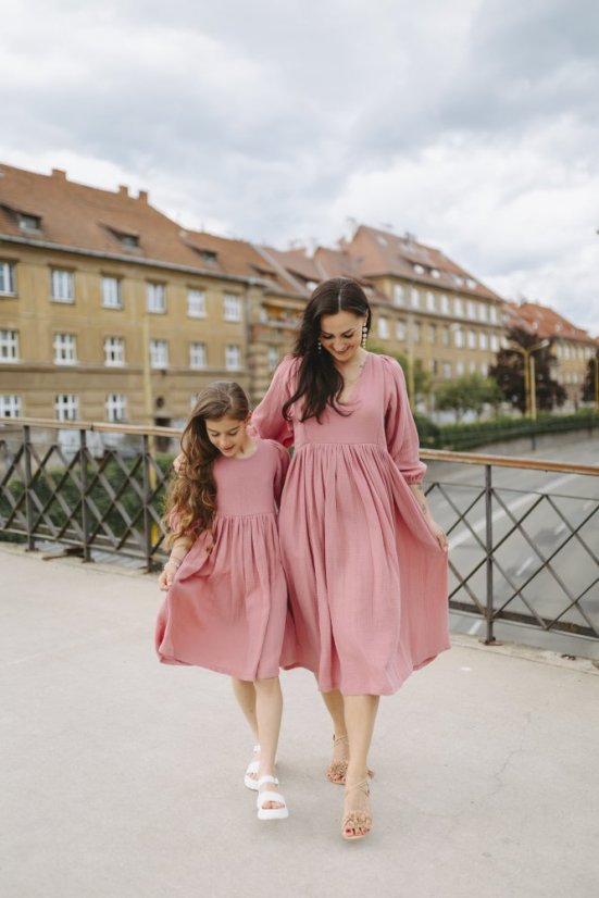 Šaty "Boho Breeze" MAMA A DCERA - tmavě starorůžová
