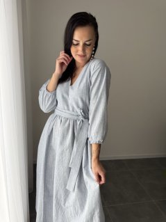 Lněné šaty "Boho Breeze" - pásiky