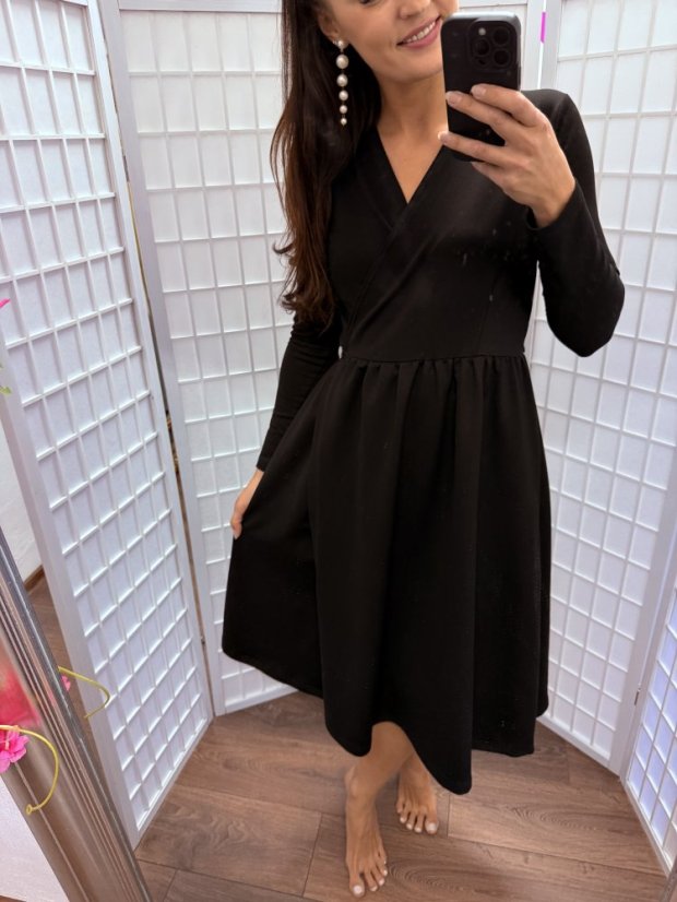 Wrap MIDI dress – black - Size: XL/2XL