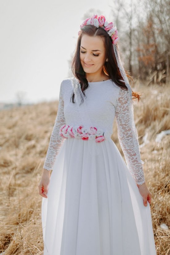 Floral bridal headband – pink