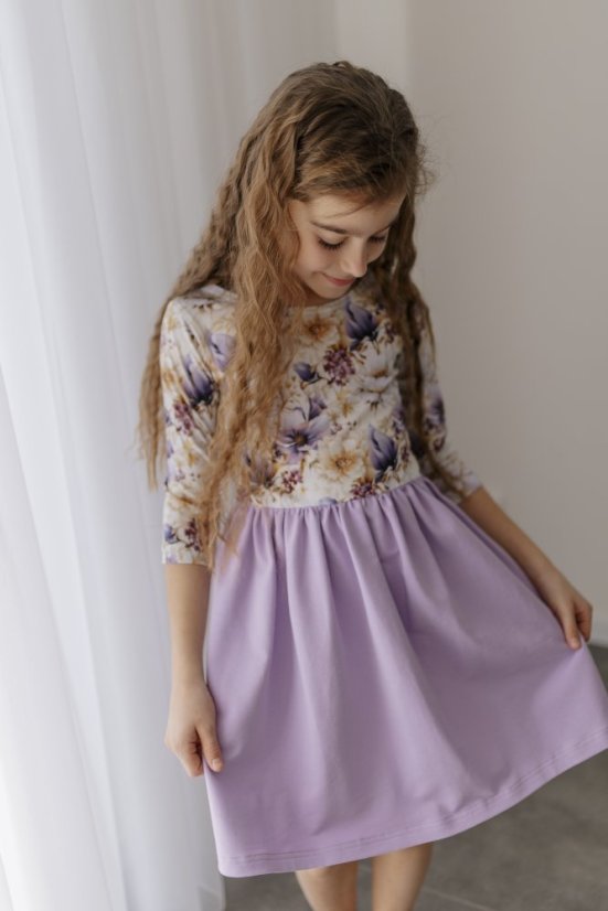 Girls' dress "Bohemia" - LILAC flowers