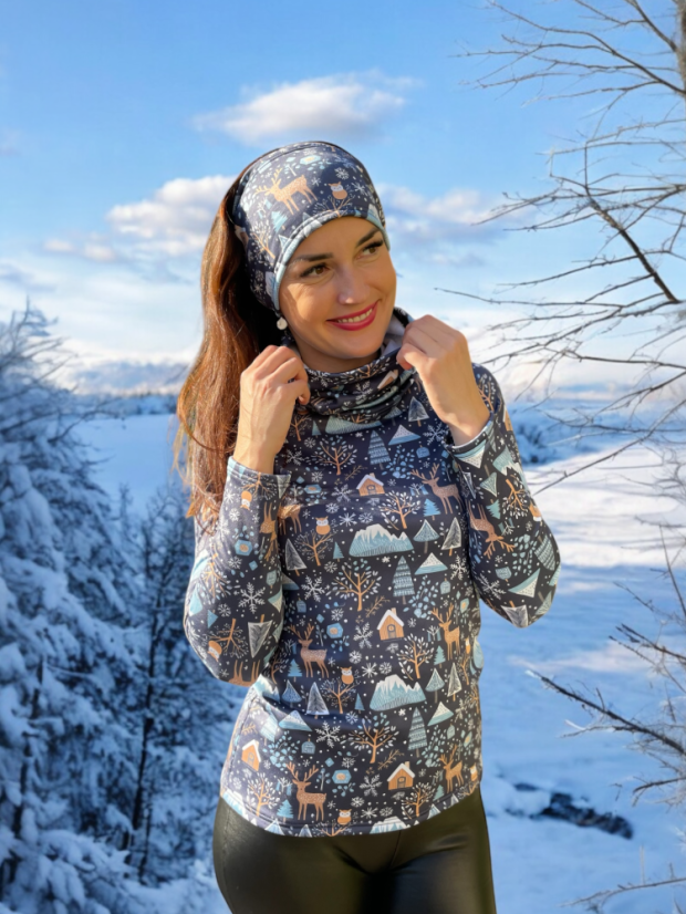 Thermal turtleneck with a mini stand-up collar - various colors and patterns