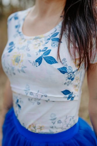 Breastfeeding T-shirt - blue wild posy - Size: L/XL, Length of the sleeve: long
