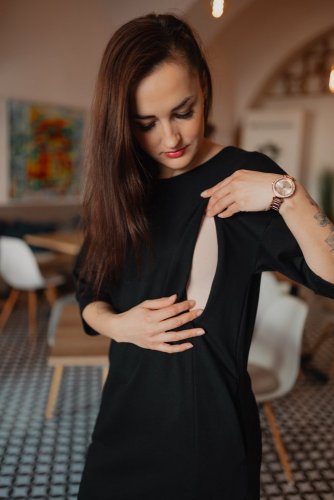 Oversize šaty ke kojení – basic – černé