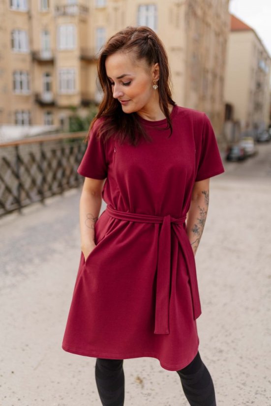 Oversize ačkové šaty – Bordová