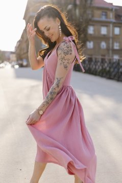 Šaty "Aura" - Tmavá starorůžová