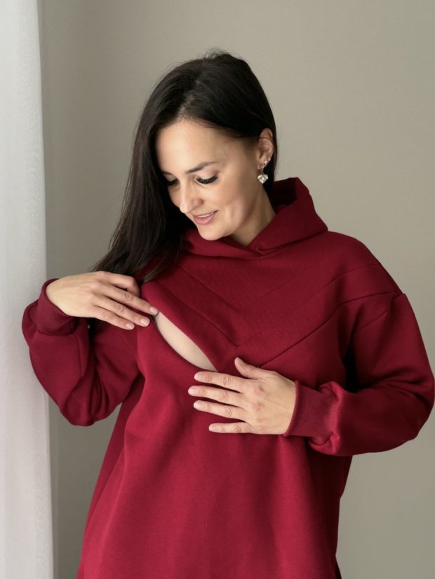 Asymetrická teplá kojicí mikina – různé barvy - Velikost: UNI