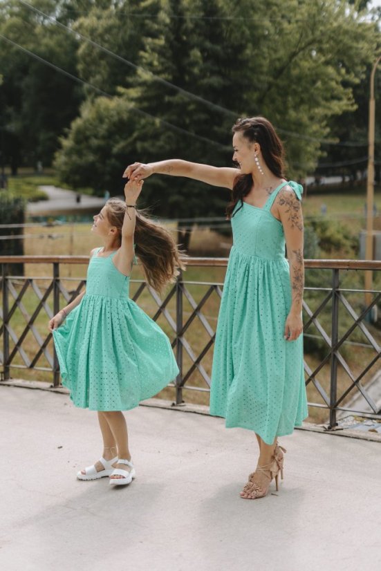 "Aurela romantic" dress MUM AND DAUGHTER - turquoise