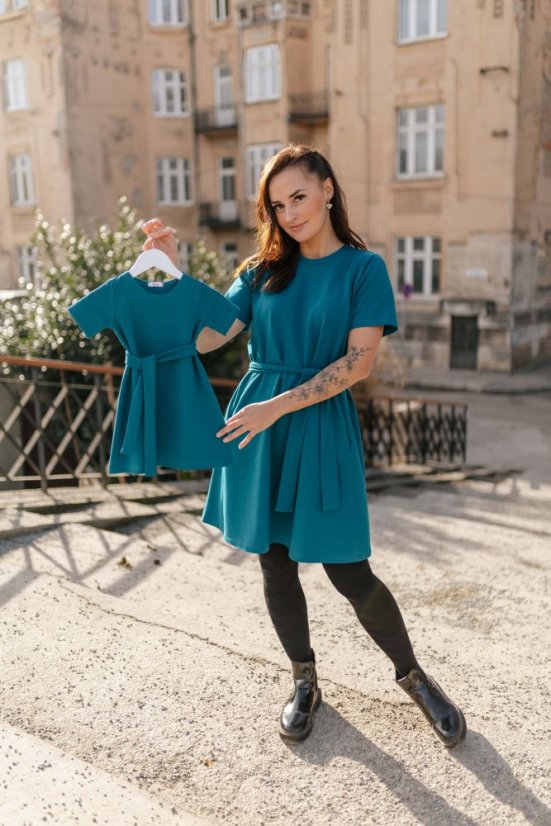 "Luna" Basic Dress - MUM AND DAUGHTER – Petrol - Size: XL/2XL