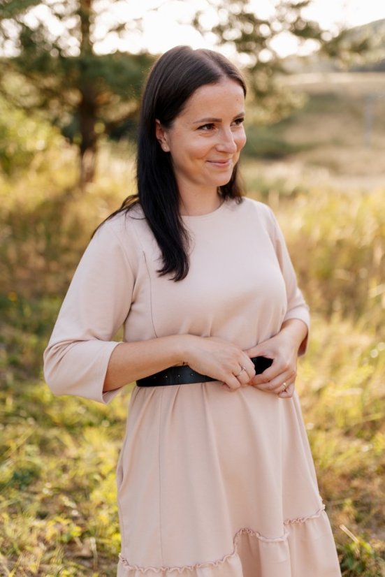 Teplákové šaty "Luna" belle – Beige - Velikost: M/L