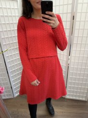A-line nursing sweater dress - red