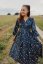 Poplin wrap dress - dark blue flowers - Size: XL/2XL
