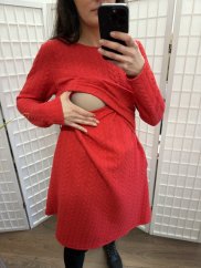 A-line nursing sweater dress - red