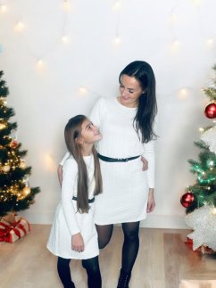 Rovné svetříkové šaty MÁMA a DCERA – Různé barvy