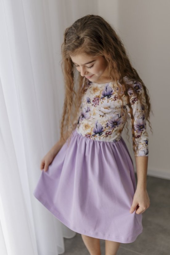 "Bohemia" dress - MOM and DAUGHTER - LILA flowers - Size: M