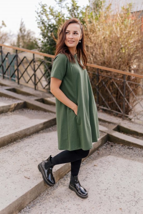 "Luna" Basic Dress - MUM AND DAUGHTER – Army green - Size: M/L