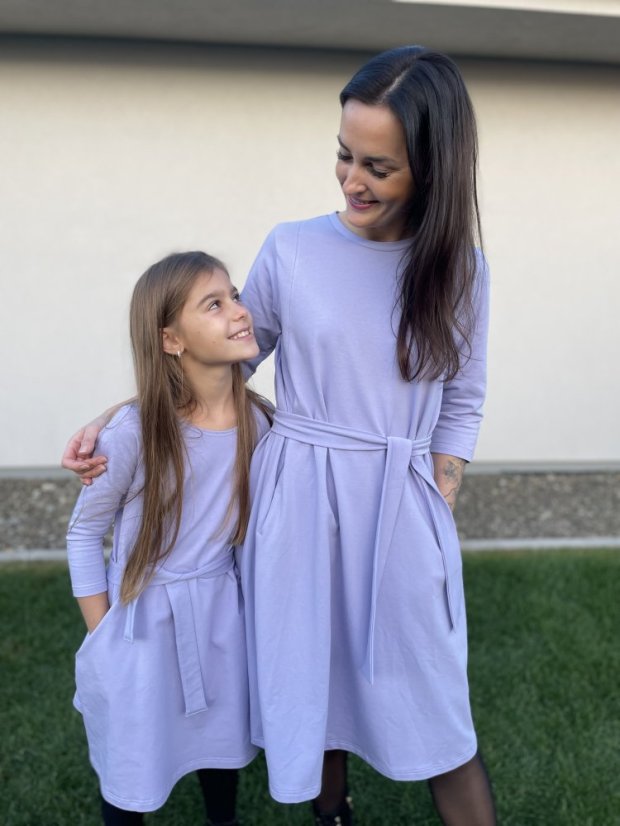 "Luna" Basic Dress - MOM and DAUGHTER - LILA - Size: XS/S