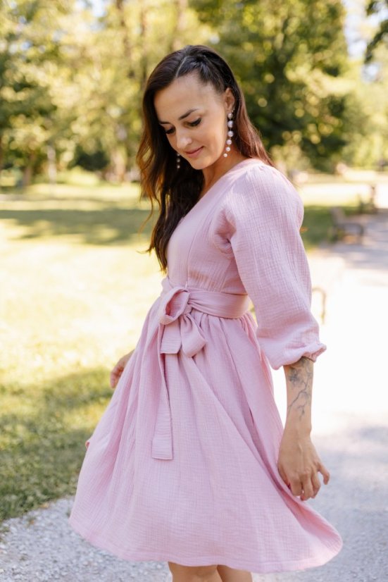 "Boho Breeze" dress MUM AND DAUGHTER - old pink - Size: M/L