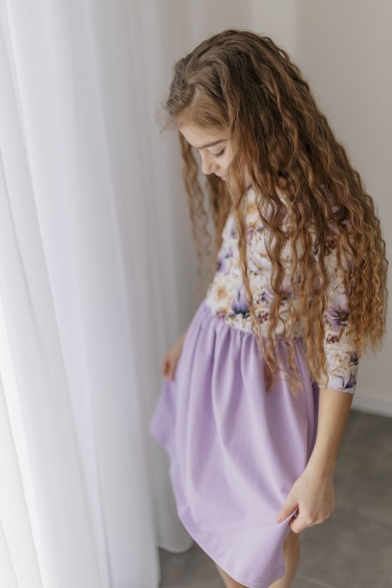 "Bohemia" dress - MOM and DAUGHTER - LILA flowers - Size: 2XL